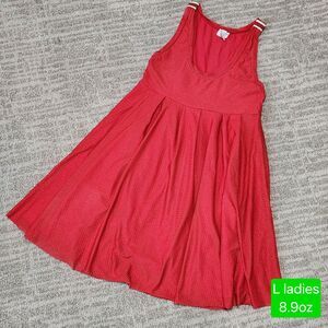 Becca womens jersey tank swing dress red size L